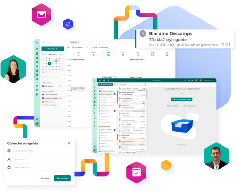 Wireframe de la brique mail et agenda