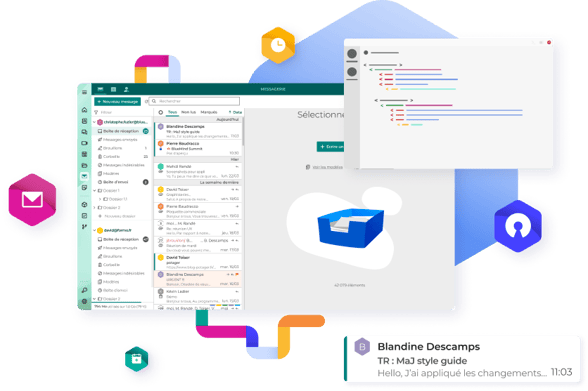 Wireframe de l'interface de la boite mail