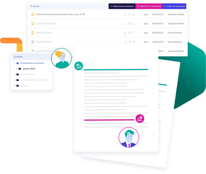 Zoom sur l'interface des dossiers et d'un document