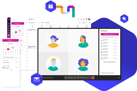 Interface de l'agenda et interface de la visioconférence Interface de l'agenda et interface de la visioconférence