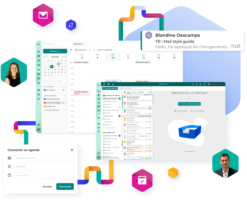 Wireframe de la brique mail et agenda