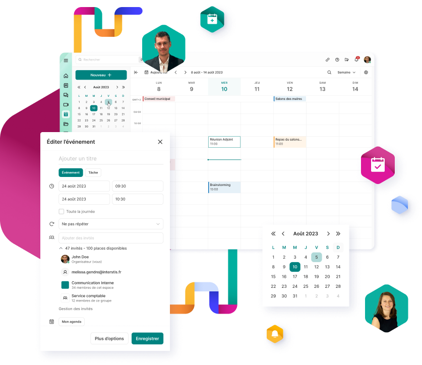 Wireframe de la fonctionnalité agenda