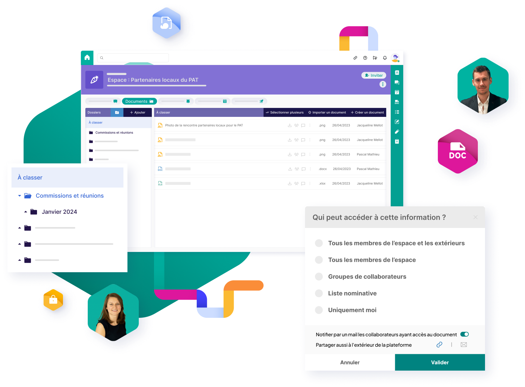 Wireframe de la gestion des documents