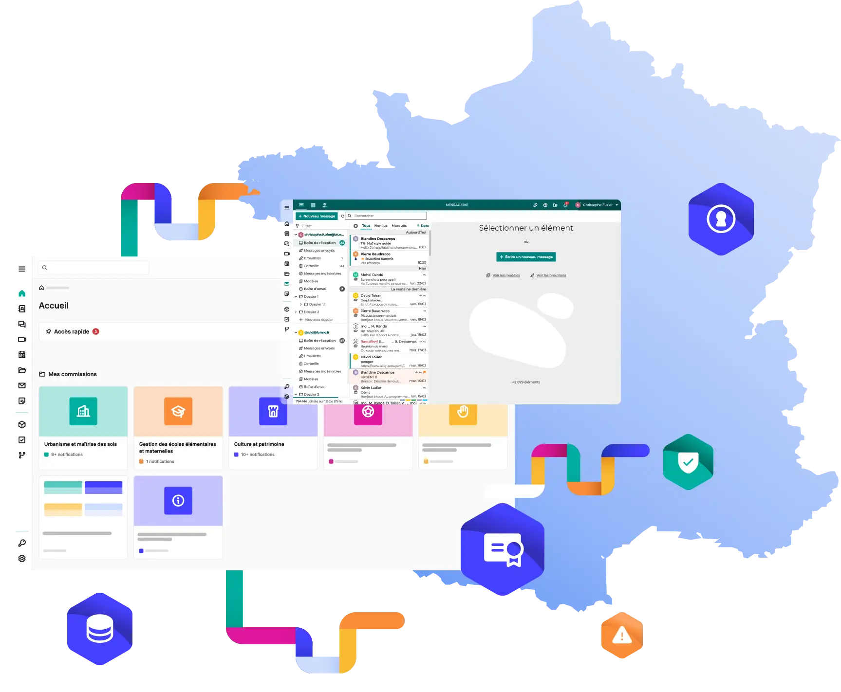 Wireframe de la plateforme avec la carte de la France